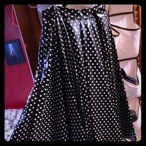 Black Milk Clothing, PVC B&W Polka Dot Skirt Large